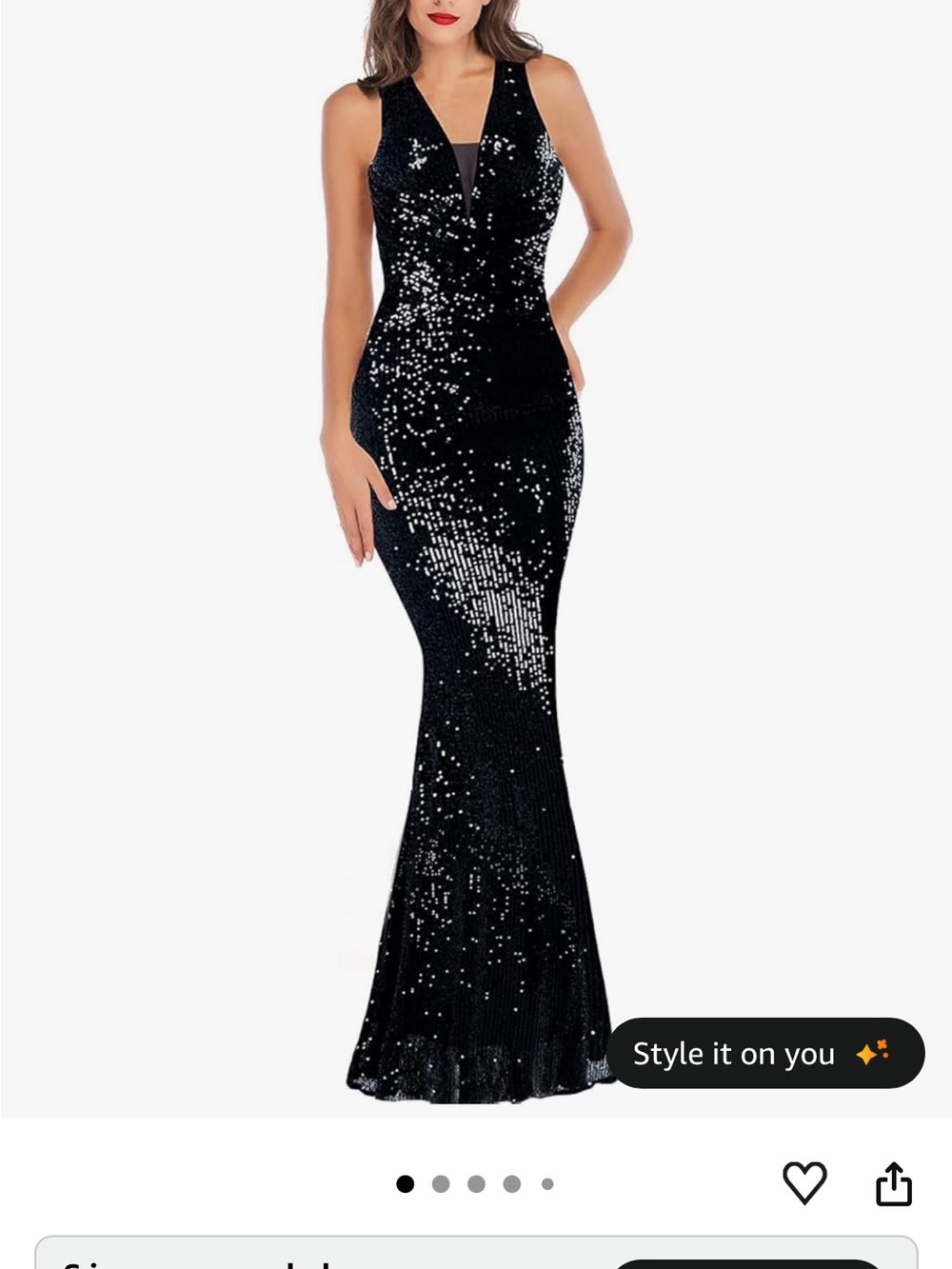 Black Sequin V-Neck Maxi Dress